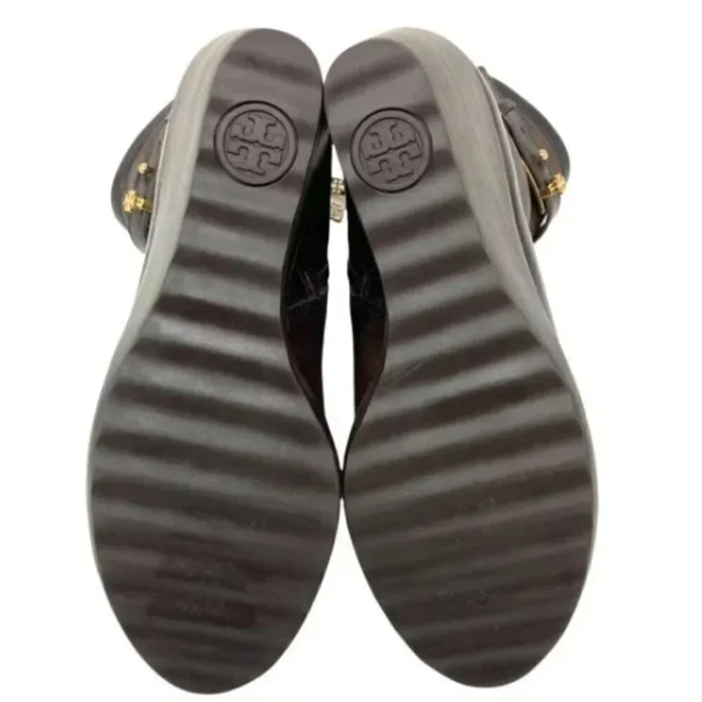 Tory Burch Primrose Lamb Leather Shearling Wedge Ankle Boots - Size 6.5